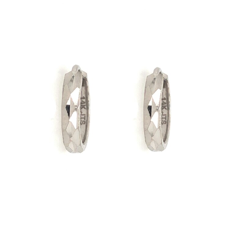 31861 14K WHITE GOLD .60"  DIAMOND CUT HUGGIES