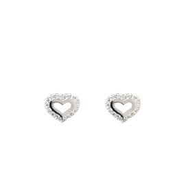 31057 14K WHITE GOLD CUBIC ZIRCONIA HIGH POLISH CUT OUT HEART SCREWBACK BABY EARRINGS
