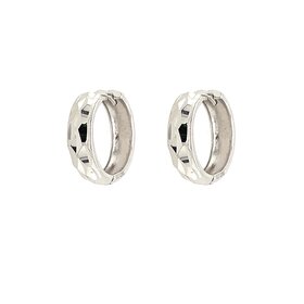 31055 14K WHITE GOLD 0.55" 4MM DIAMOND CUT HUGGIES