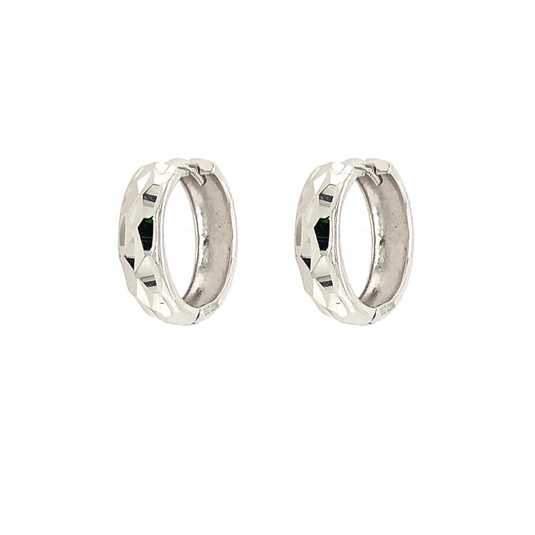 31055 14K WHITE GOLD 0.55" 4MM DIAMOND CUT HUGGIES