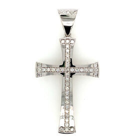 77282 14K WHITE GOLD 1CT DIAMOND TAPERED EDGES CROSS