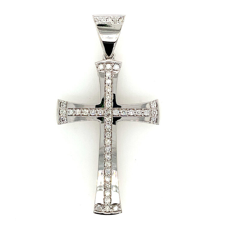 77282 14K WHITE GOLD 1CT DIAMOND TAPERED EDGES CROSS