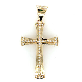 77283 14K YELLOW GOLD 1CT DIAMOND TAPERED EDGES CROSS