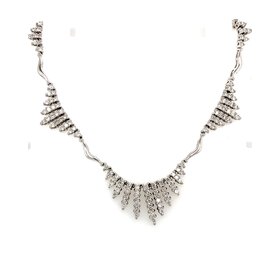 60149 18K WHITE GOLD 5CTW DIAMOND CLEOPATRA STYLE NECKPIECE
