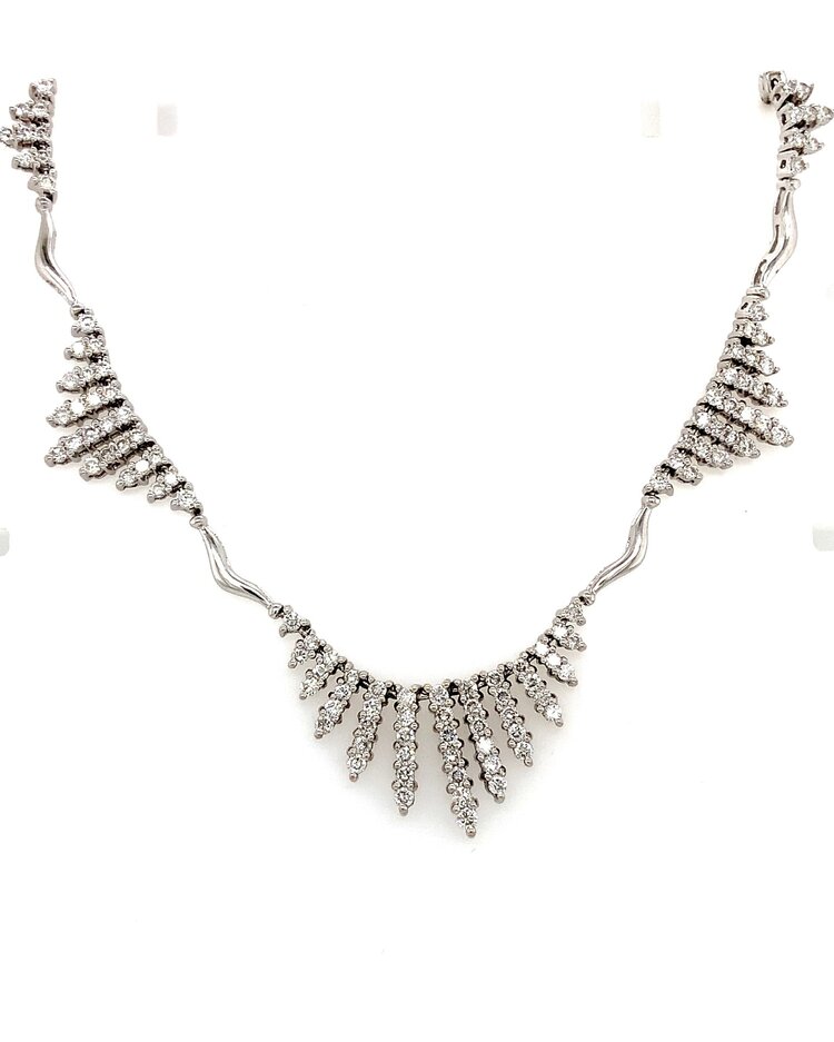 60149 18K WHITE GOLD 5CTW DIAMOND CLEOPATRA STYLE NECKPIECE