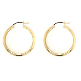 31095 14K YELLOW GOLD 1" 4.50MM HIGH POLISH HALF TUBE HOOPS