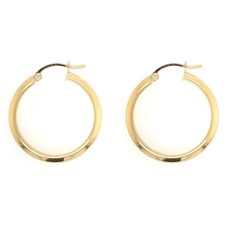 31095 14K YELLOW GOLD 1" 4.50MM HIGH POLISH HALF TUBE HOOPS