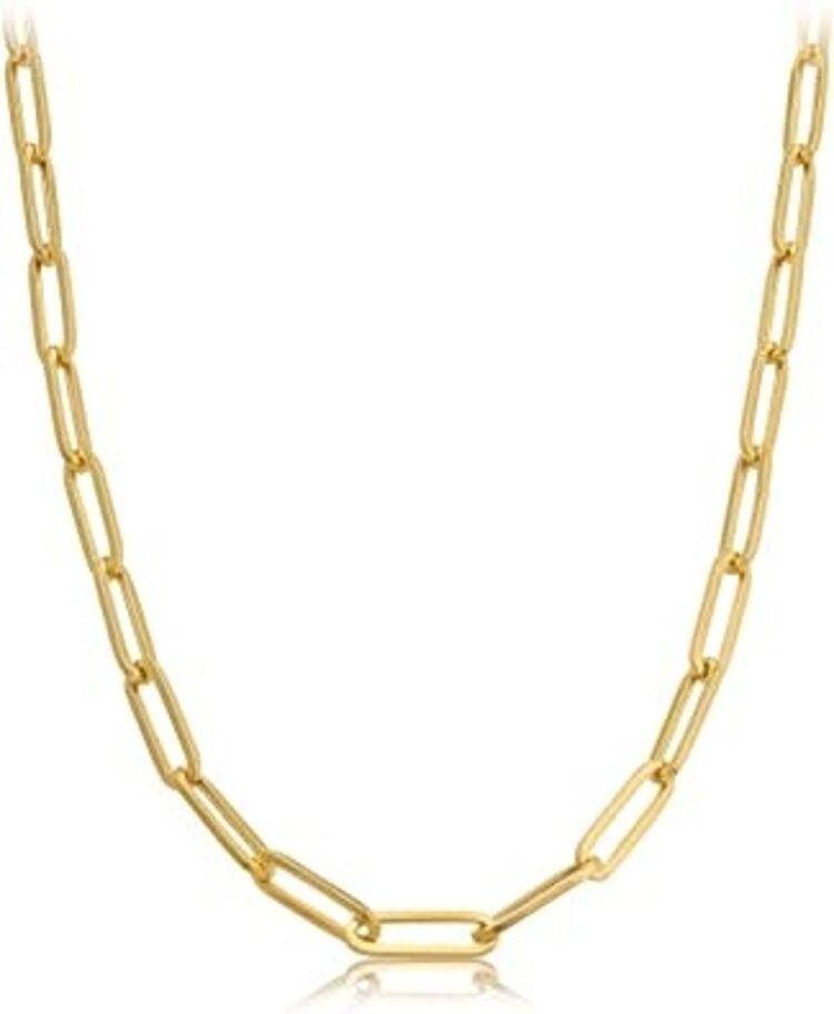 60154 YELLOW GOLD 16'' PAPER CLIP NECKLACE 5MM