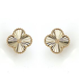 31107 14K YELLOW GOLD 13MM STARBURST CLOVER STUDS