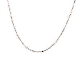 50373 14K WHITE GOLD 17" CABLE LINK AND SQUARE BEADED CHAIN