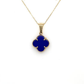 70415 14K YELLOW GOLD BLUE CLOVER 13MM PENDENT SET