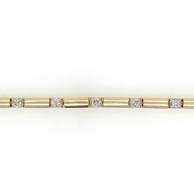 20278 14K YELLOW GOLD 1.30TCW DIAMOND BRUSH FINISH BAR BRACELET
