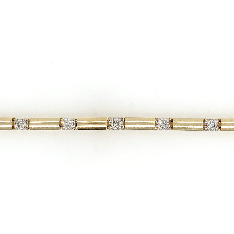 20278 14K YELLOW GOLD 1.30TCW DIAMOND BRUSH FINISH BAR BRACELET