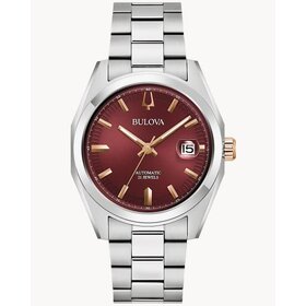 Bulova BULOVA STAINLESS STEEL MEN'S SURVEYOR BURGUNDY WITH ROSE GOLD DIAL MARKERS WATCH