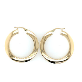 31136 14K YELLOW GOLD HIGH POLISH FLAT WIDE HOOPS 4.1MM 1.25’’