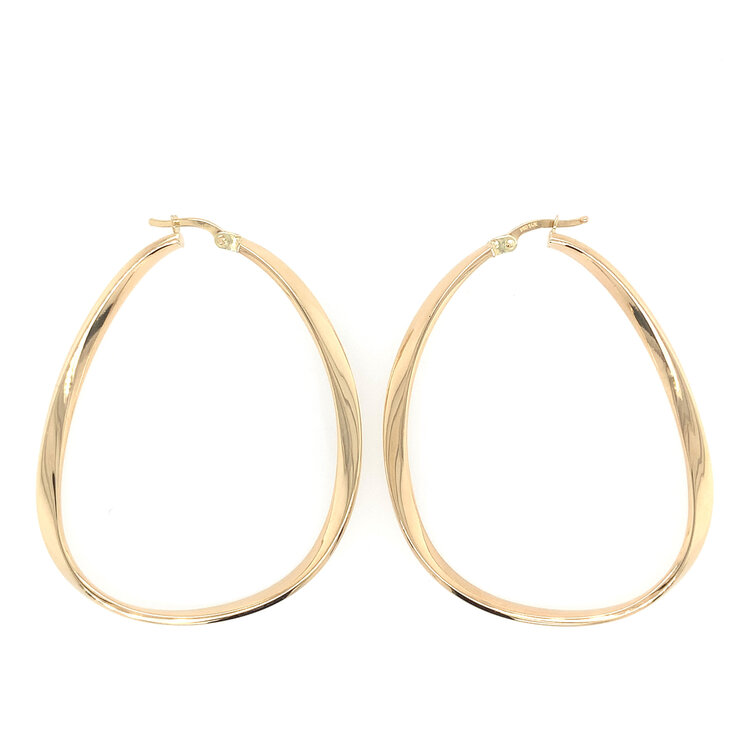 31131 14K YELLOW GOLD HIGH POLISH FREE FORM MODERN OVAL HOOPS  2’’