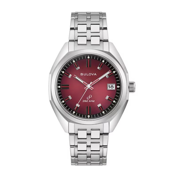 Bulova BULOVA STAINLESS STEEL MEN’S JET STAR WITH RED DIAL WATCH