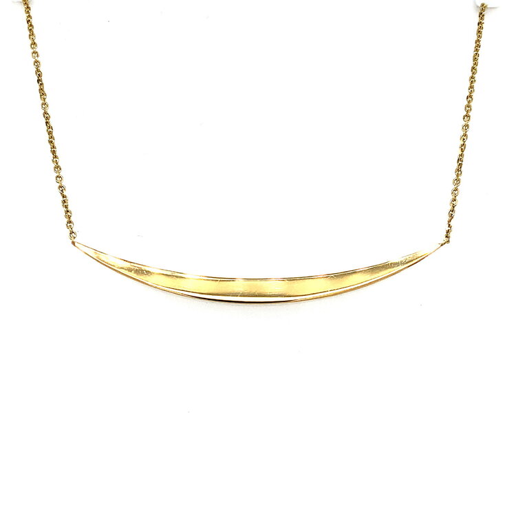 60020 18K YELLOW GOLD CURVED BAR NECKPIECES 1.6'' x 3mm