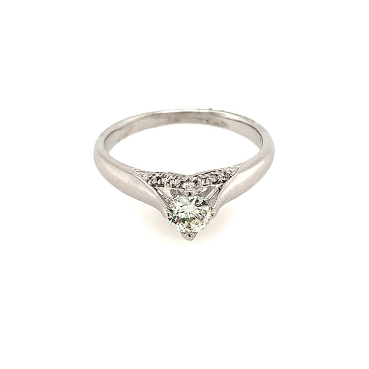 475703 18K WHITE GOLD .30 CT G VS1 ROUND CENTER  ENGAGEMENT RING