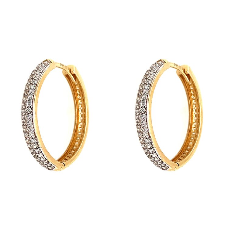 32062 14K 2 TONE CUBIC ZIRCONIA REVERSIBLE PAVE SET ETERNITY STYLE HOOPS