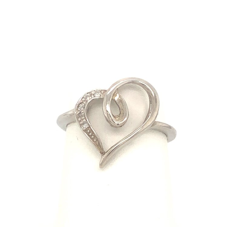 40555 10K YELLOW AND WHITE GOLD OPEN HEART DIAMOND RING