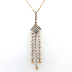 70427 14K YELLOW GOLD .50CTW DIAMOND GEOMETRIC  DROP STYLE PENDANT NECKLACE