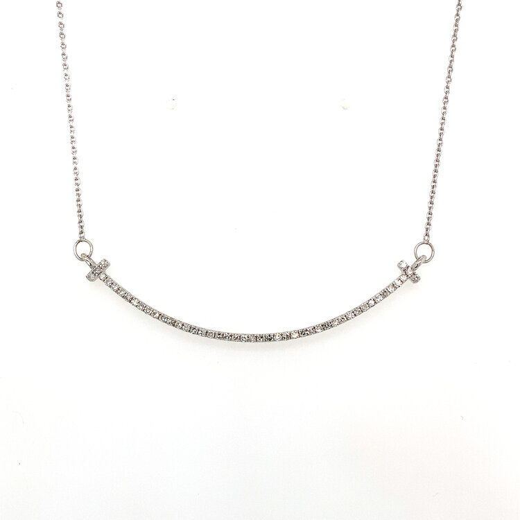 60172 14K WHITE GOLD .25CTW DIAMOND SMILE STYLE NECKLACE
