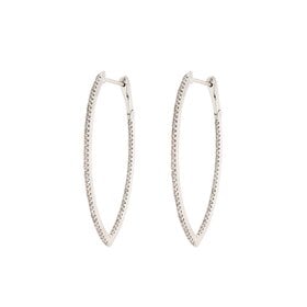 31152 14K WHITE GOLD .50CTW DIAMOND POINTED OVAL INSIDE OUT HOOPS