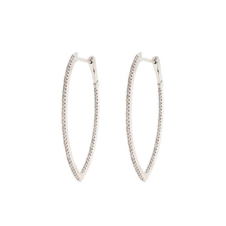 31152 14K WHITE GOLD .50CTW DIAMOND POINTED OVAL INSIDE OUT HOOPS