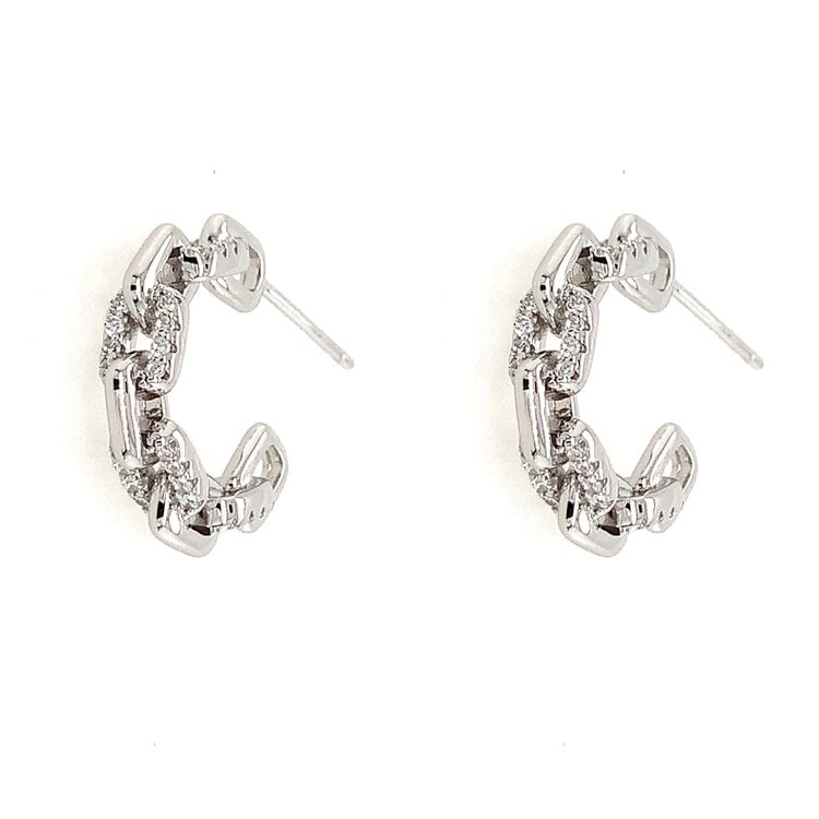 7832 Sterling Silver Cubic Zirconia Paper Clip hoops