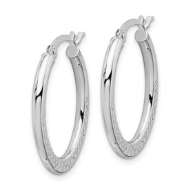 31153 14K WHITE GOLD TEXTURED OBLONG HOOPS