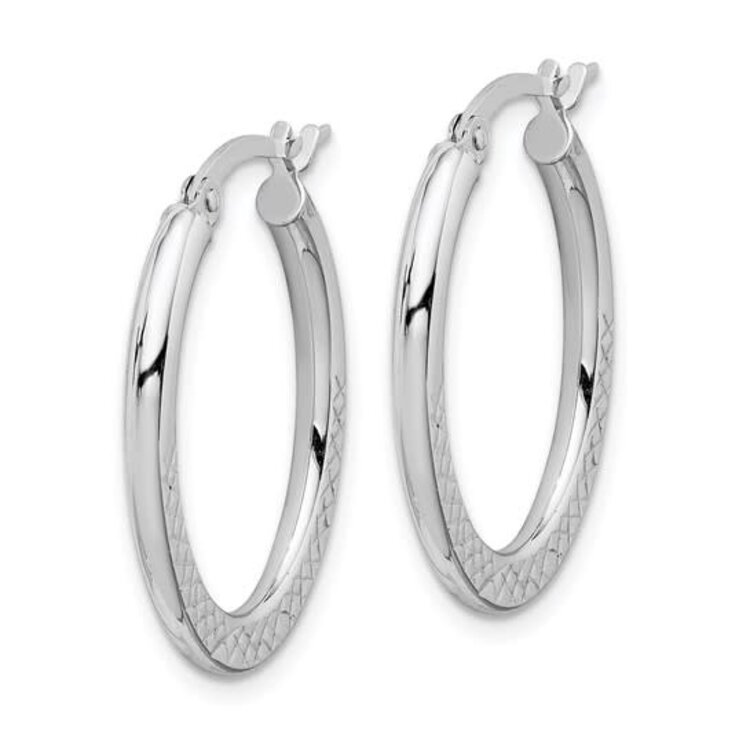 31153 14K WHITE GOLD TEXTURED OBLONG HOOPS