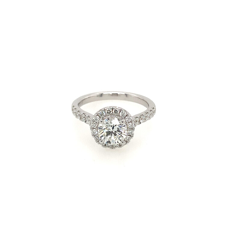475306 18K 1.01CT H VS2 ROUND DIAMOND WHITE GOLD .51TCW  HALO ENGAGEMENT SETTING