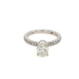 475311 14K WHITE GOLD .97CT OVAL I/SI2 WITH .38CT DIAMOND HIDDEN HALO ENGAGEMENT RING