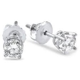 31159 14K WHITE GOLD .16CT ROUND DIAMOND SCREW BACKS