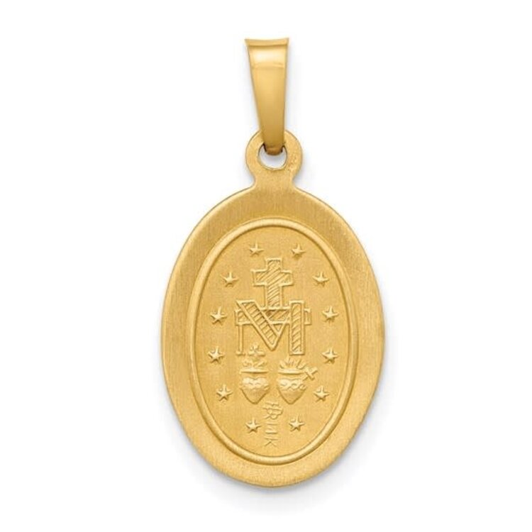 77308 14K YELLOW GOLD MIRACULOUS HOLLOW HIGH POLISH AND SATIN FINISH MEDAL