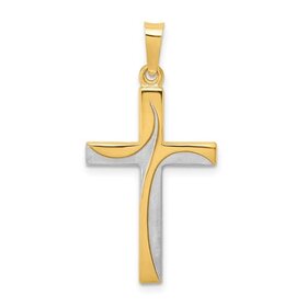 77312 14K TWO TONE RHODIUM SATIN AND HIGH POLISH FINISH CROSS 1.25''