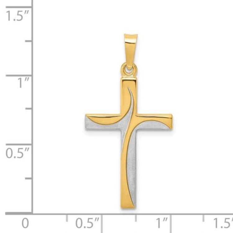 77312 14K TWO TONE RHODIUM SATIN AND HIGH POLISH FINISH CROSS 1.25''