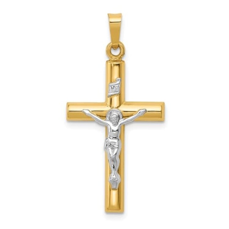 77316 14K TWO TONE INRI HOLLOW CRUCIFIX