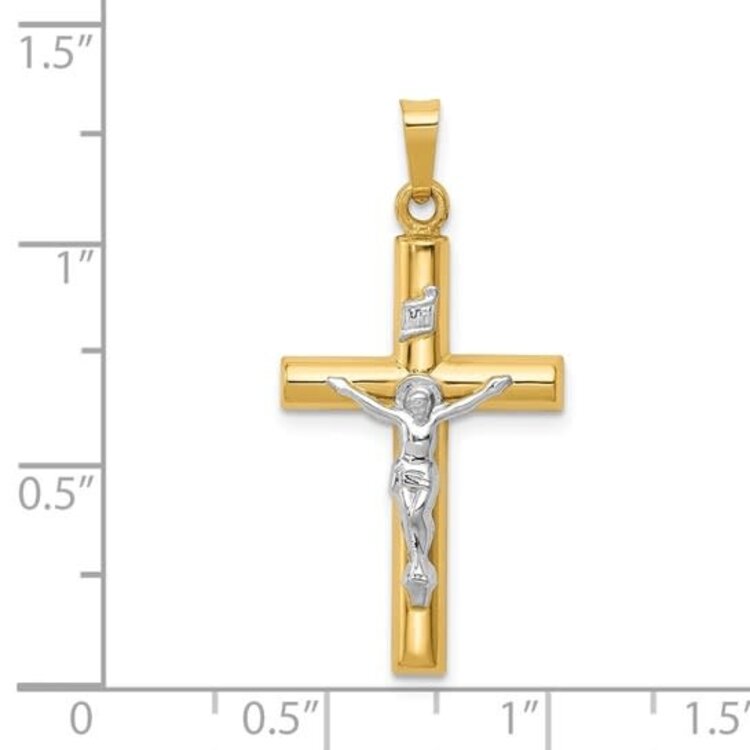 77316 14K TWO TONE INRI HOLLOW CRUCIFIX