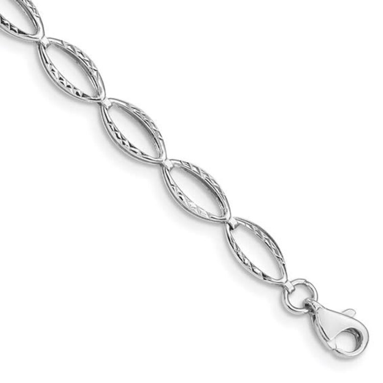 20291 14K WHITE GOLD POLISHED OVAL LINK BRACELET 7.25
