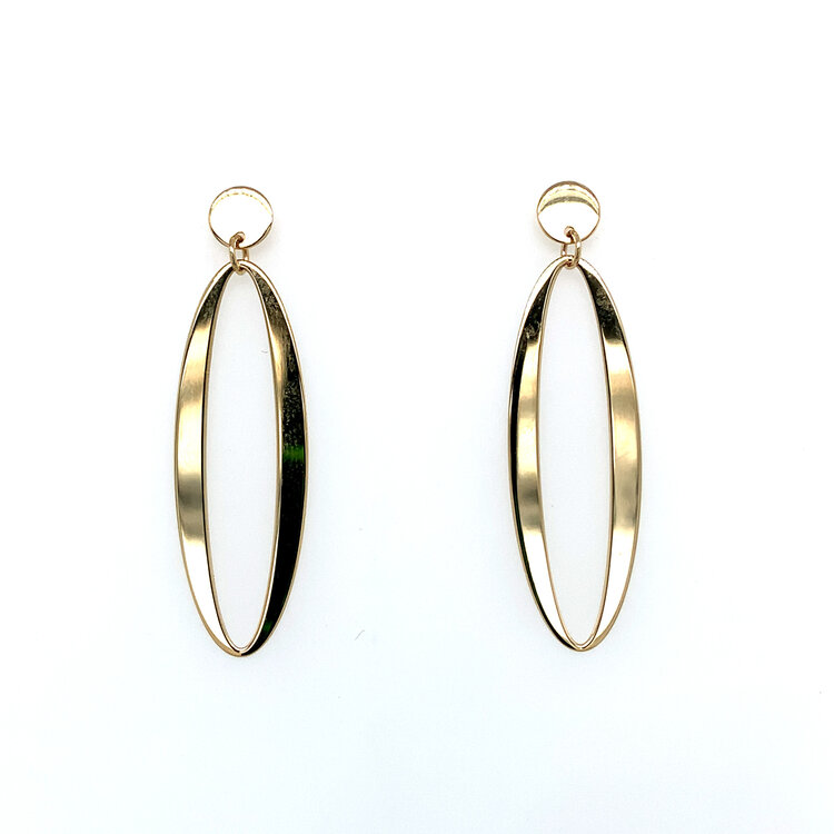 31175 14K YELLOW GOLD HIGH POLISH OPEN OVAL LINK DANGLING EARRINGS