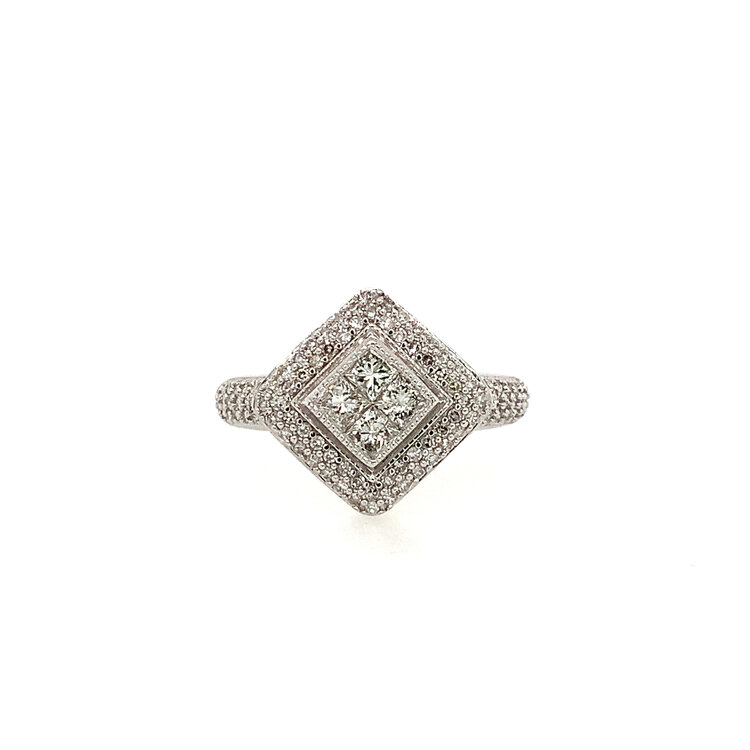 40365 14K WHITE GOLD .65TCW DIAMOND INVISIBLE SET SQUARE HALO RING