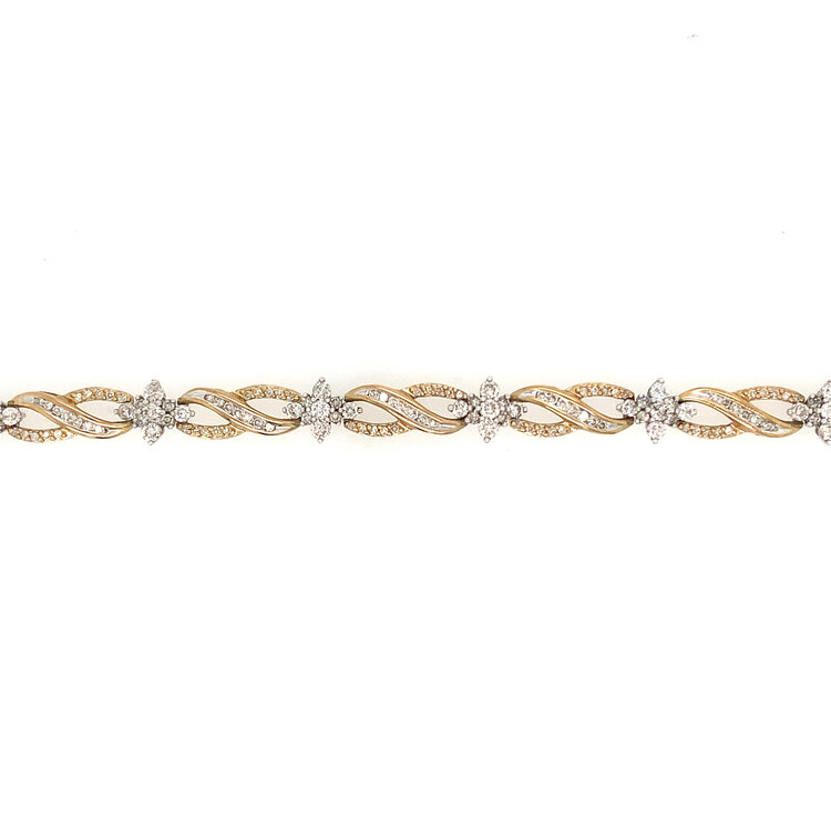20304 10K TWO TONE DIAMOND CLUSTERS WITH FIGURE 8 STYLE BRACELET