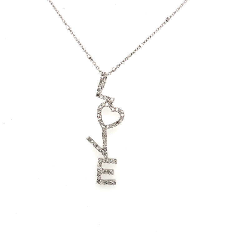 70437 14K WHITE GOLD .22TCW DIAMOND LOVE PENDANT SET