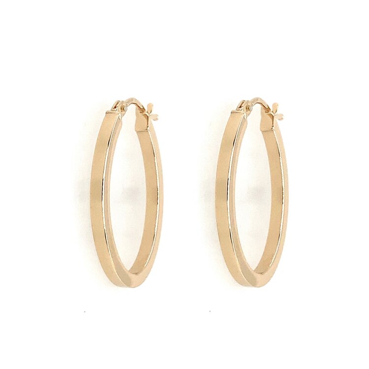 31180 14K YELLOW GOLD 0.90" 1.85MM OVAL HIGH POLISHED HINGED HOOPS