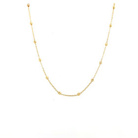 20360 14K TWO TONE 10" DIAMOND CUT BARREL LINK ANKLET BRACELET