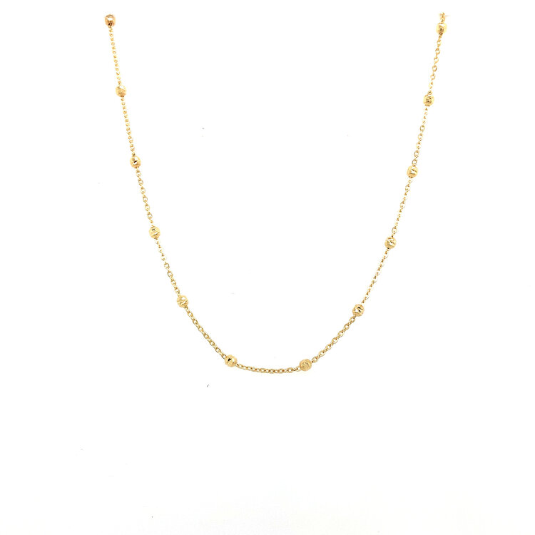 20360 14K TWO TONE 10" DIAMOND CUT BARREL LINK ANKLET BRACELET