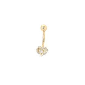 31202 14K YELLOW GOLD CUBIC ZIRCONIA STARBURST HEART BELLY RING