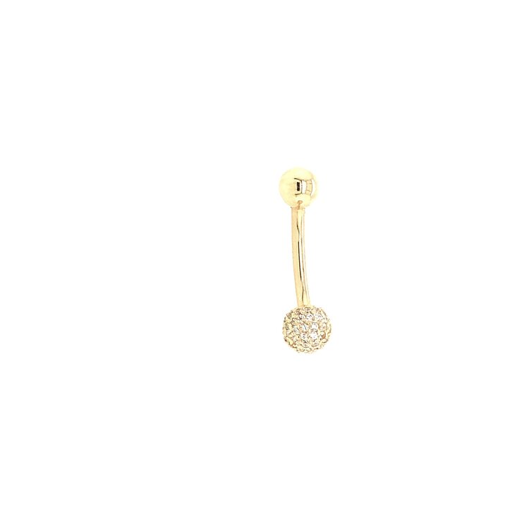 31201 14K YELLOW GOLD CUBIC ZIRCONIA BALL BELLY RING
